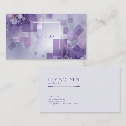 Moderne geometrische etherische bloemenlavendel visitekaartje (Voorkant / Achterkant)