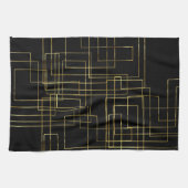 Moderne geometrische faux Gold labyrint zwart op z Theedoek (Horizontaal)
