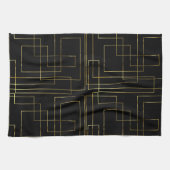 Moderne geometrische faux Gold labyrint zwart op z Theedoek (Horizontaal)
