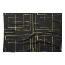 Moderne geometrische faux Gold labyrint zwart op z