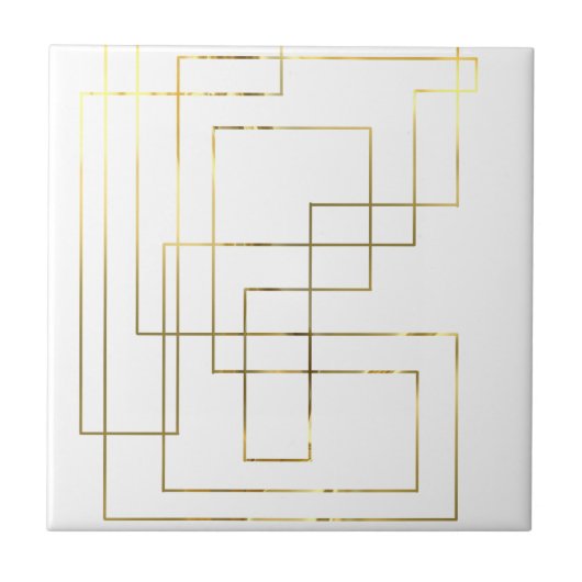 Moderne Geometrische Faux Gold Lines Keramische Te Tegeltje (Voorkant)