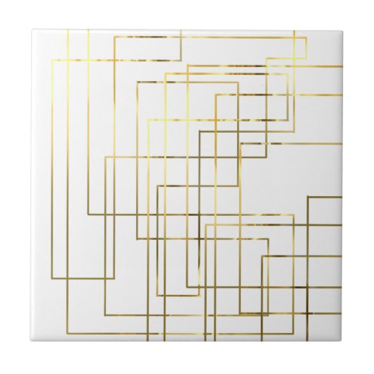Moderne Geometrische Faux Gold Lines Tegeltje (Voorkant)