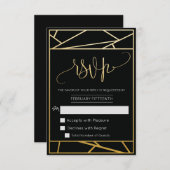 Moderne Geometrische Faux Gold RSVP (Voorkant / Achterkant)