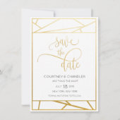 Moderne Geometrische Faux Gold Save the Date (Voorkant)