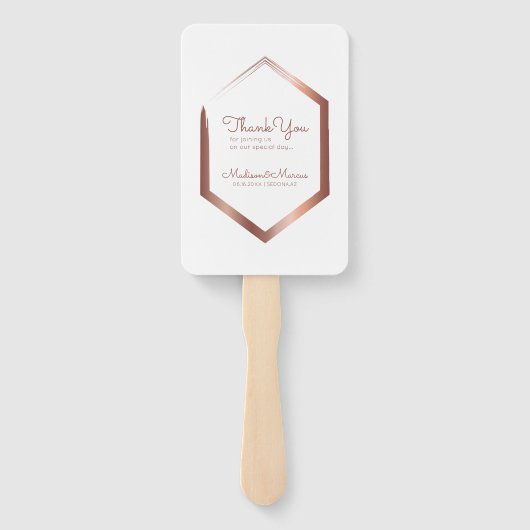 Moderne geometrische faux gouden bruiloft dank u handwaaier (Achterkant)