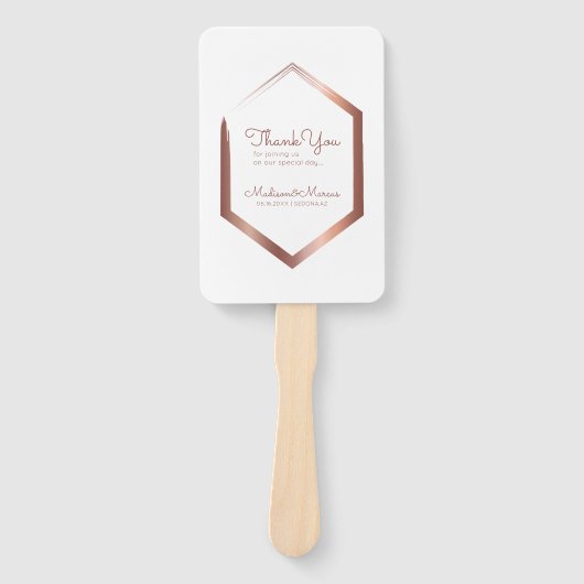 Moderne geometrische faux gouden bruiloft dank u handwaaier (Voorkant)