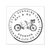 Moderne Geometrische fiets monogram bruiloft Zelfinktende Stempel (Design)