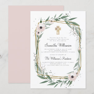 Moderne geometrische Floral Cross Baptisme Kaart