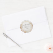 Moderne geometrische Floral Gold Glitter Save the  Ronde Sticker (Envelop)