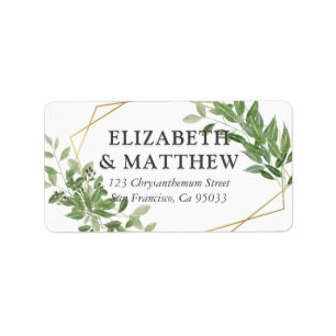 Moderne Geometrische Foliage Wedding Return-adres Etiket