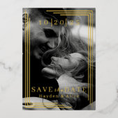 Moderne geometrische foto Folie Bewaar de datum Folie Uitnodiging (Voorkant)