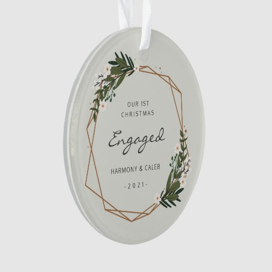 Moderne Geometrische foto Onze eerste kerst in bee Ornament (voorkant)