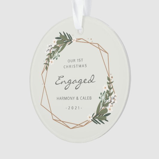 Moderne Geometrische foto Onze eerste kerst in bee Ornament (voorkant)