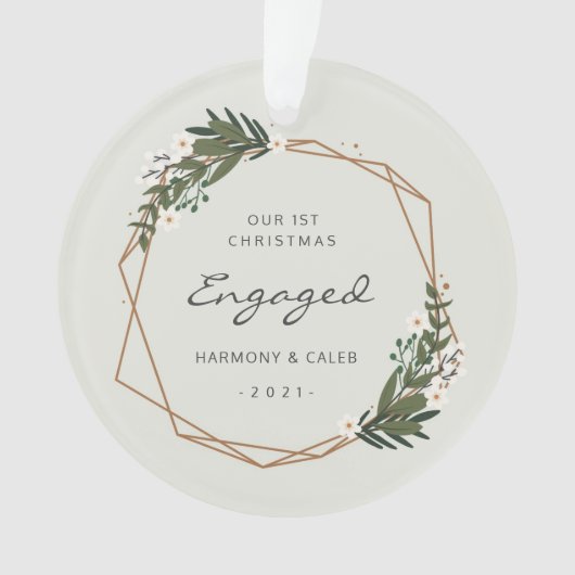 Moderne Geometrische foto Onze eerste kerst in bee Ornament (voorkant)