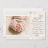 Moderne geometrische fotobaptisme-uitnodiging kaart (Achterkant)