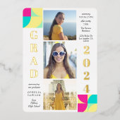 Moderne Geometrische fotograafpartij Folie Uitnodiging (Voorkant)