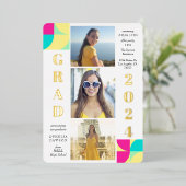 Moderne Geometrische fotograafpartij Folie Uitnodiging (Staand Voorkant)