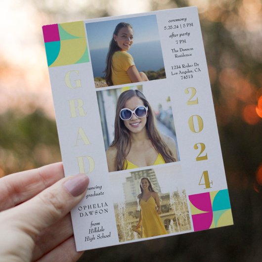 Moderne Geometrische fotograafpartij Folie Uitnodiging