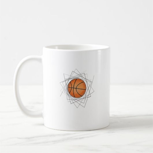 Moderne Geometrische Frame Basketbal Kunst Mok (Links)