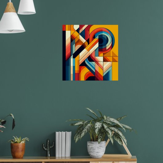 Moderne geometrische fusie - Abstracte kleurenblok Poster (Woonkamer 1)