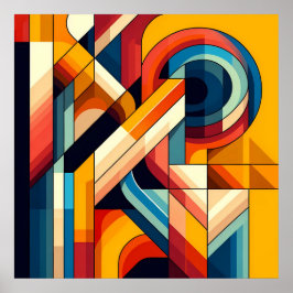 Moderne geometrische fusie - Abstracte kleurenblok Poster