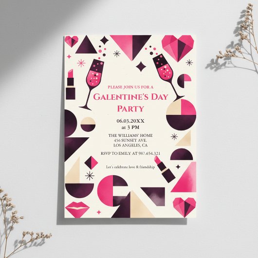 Moderne Geometrische Galentine's Uitnodiging