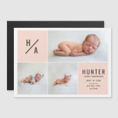 Moderne, geometrische geboorteaankondiging met mee (Voorkant / Achterkant)