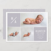 Moderne, geometrische geboorteaankondiging met mee aankondiging (Voorkant / Achterkant)