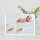 Moderne, geometrische geboorteaankondiging met mee aankondiging (Staand voorkant)