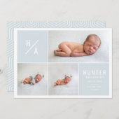 Moderne, geometrische geboorteaankondiging met mee aankondiging (Voorkant / Achterkant)