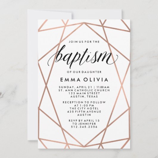 Moderne geometrische gegevens over de witte doop kaart (Voorkant)