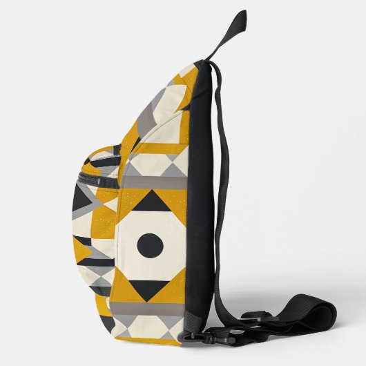 Moderne Geometrische Gele & Grijze Sling Bag (Rechts)