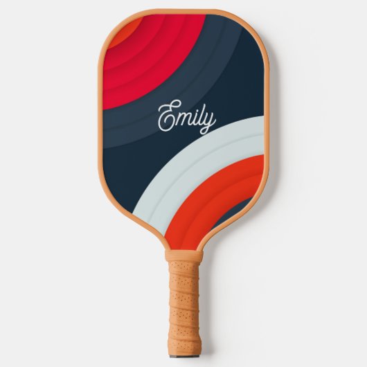 Moderne Geometrische Gepersonaliseerde Script Naam Pickleball Paddle (Voorkant)
