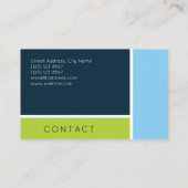 Moderne geometrische gespleten blauw groen visitekaartje (Achterkant)