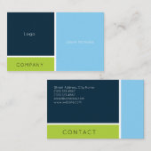 Moderne geometrische gespleten blauw groen visitekaartje (Voorkant / Achterkant)