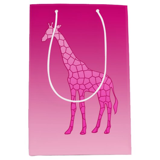 Moderne geometrische Giraffe, fusie en lichtroze Medium Cadeauzakje (Voorkant)
