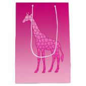 Moderne geometrische Giraffe, fusie en lichtroze Medium Cadeauzakje (Achterkant)