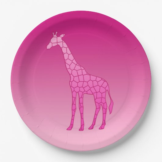 Moderne geometrische Giraffe, fusie en lichtroze Papieren Bordje (Voorkant)