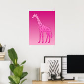 Moderne geometrische Giraffe, fusie en lichtroze Poster (Thuiskantoor)
