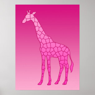 Moderne geometrische Giraffe, fusie en lichtroze Poster