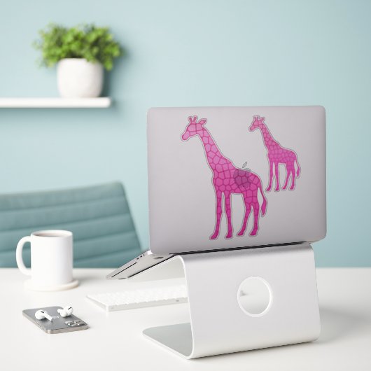 Moderne geometrische Giraffe, fusie en lichtroze Sticker (Laptop op bureau)