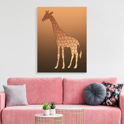 Moderne geometrische Giraffe, koper en bruin Canvas Afdruk (Insitu (Woonkamer))