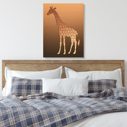 Moderne geometrische Giraffe, koper en bruin Canvas Afdruk (Insitu (Slaapkamer))