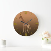 Moderne geometrische Giraffe, koper en bruin Grote Klok (Huis)