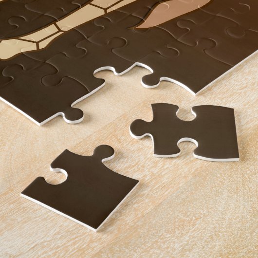 Moderne geometrische Giraffe, koper en bruin Legpuzzel (Zijkant)