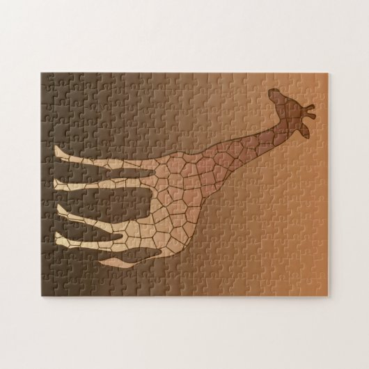 Moderne geometrische Giraffe, koper en bruin Legpuzzel (Horizontaal)