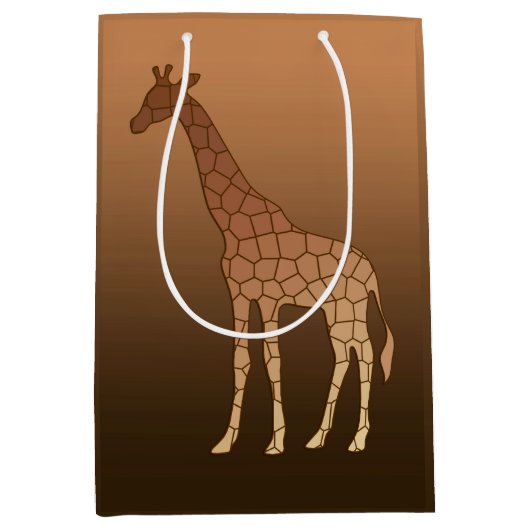 Moderne geometrische Giraffe, koper en bruin Medium Cadeauzakje (Voorkant)