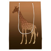Moderne geometrische Giraffe, koper en bruin Medium Cadeauzakje (Achterkant)