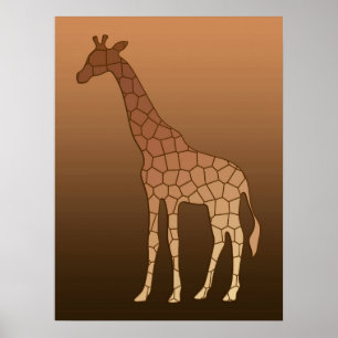 Moderne geometrische Giraffe, koper en bruin Poster