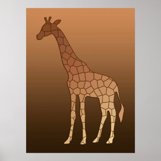 Moderne geometrische Giraffe, koper en bruin Poster (Voorkant)